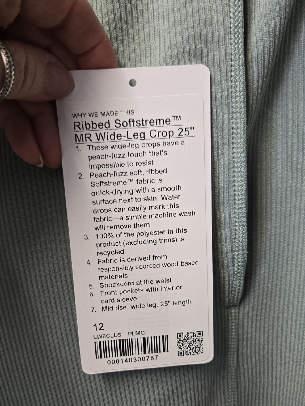 Lululemon Ribbed Softstreme Mid-Rise Wide-Leg Cropped Pant 25" - Picture 4 of 5